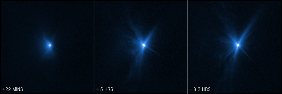 Les images de Hubble montrent le mouvement des éjectas après l'impact